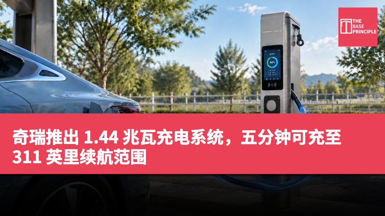 奇瑞推出 1.44 兆瓦充电系统,五分钟可充至 311 英里续航范围