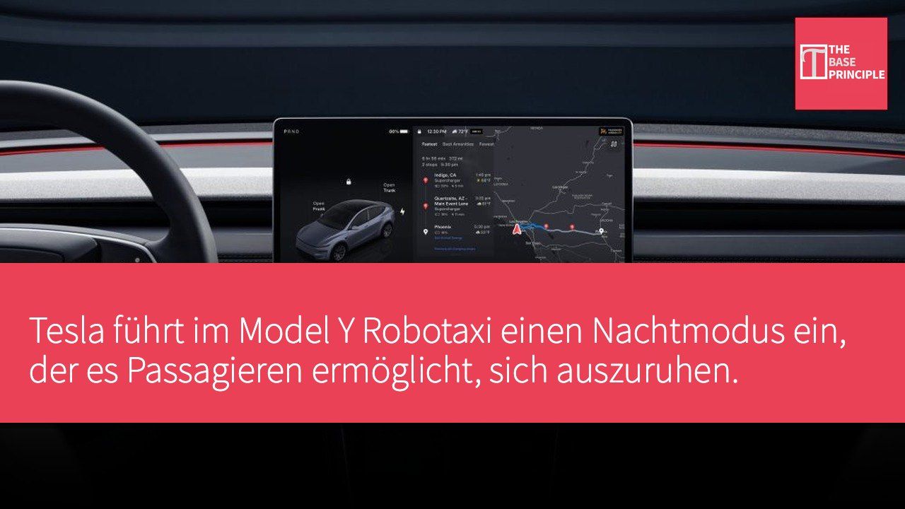 Tesla führt im Model Y Robotaxi einen Nachtmodus ein, der es Passagieren ermöglicht, sich auszuruhen.