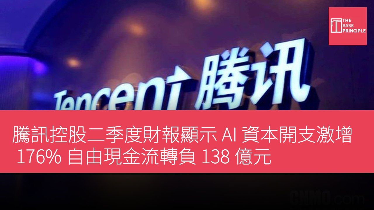 騰訊控股二季度財報顯示 AI 資本開支激增 176% 自由現金流轉負 138 億元