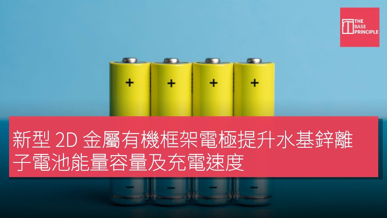 新型 2D 金屬有機框架電極提升水基鋅離子電池能量容量及充電速度